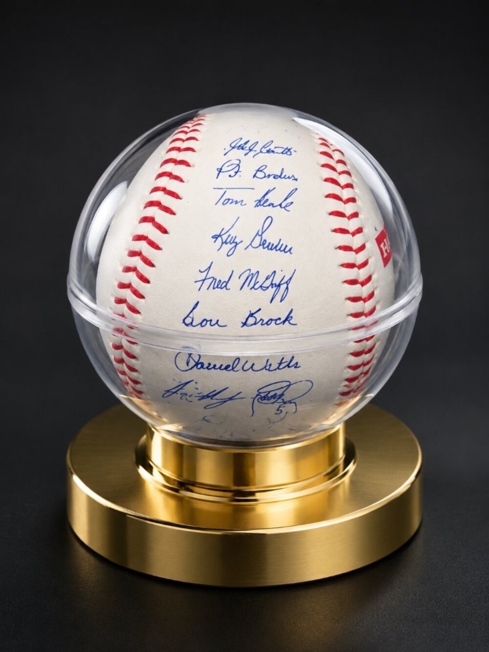 Team Signed Baseball in Display Holder - Multiple Autographs